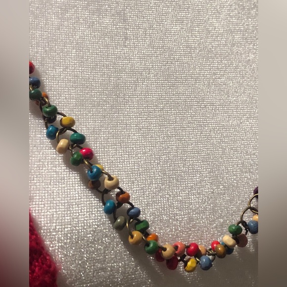 Colorful 18” necklace with metal rings and wooden beads - Picture 6 of 9